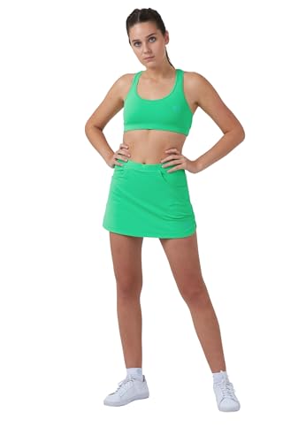 Sportkind Mädchen & Damen Classic Tennis, Hockey, Golf Skort, Rock mit Taschen & Innenhose, atmungsaktiv, UV-Schutz, grün, Gr. 122 von Sportkind