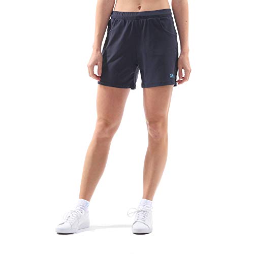 Sportkind Mädchen & Damen Tennis, Fitness, Bermuda Shorts mit Taschen, atmungsaktiv, UV-Schutz, Navy blau, Gr. M von Sportkind