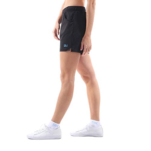 Sportkind Mädchen & Damen Tennis, Fitness, Bermuda Shorts mit Taschen, atmungsaktiv, UV-Schutz, schwarz, Gr. L von Sportkind