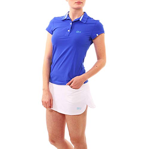 Sportkind Mädchen & Damen Tennis, Golf, Sport Poloshirt Kurzarm, UV-Schutz UPF 50+, atmungsaktiv, Kobaltblau, Gr. 122 von Sportkind