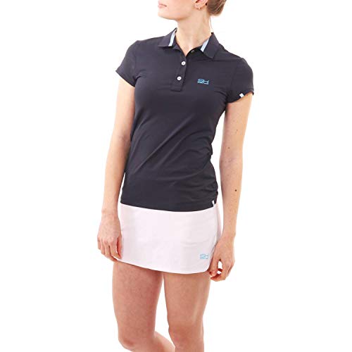Sportkind Mädchen & Damen Tennis, Golf, Sport Poloshirt Kurzarm, UV-Schutz UPF 50+, atmungsaktiv, Navy blau, Gr. 140 von Sportkind