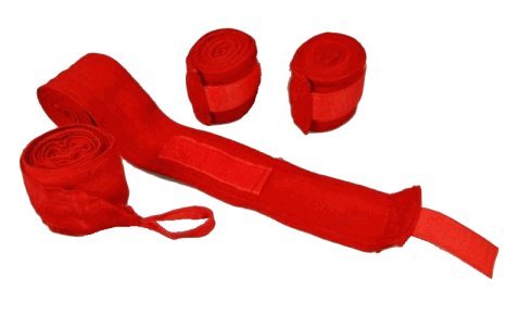 2 Stück Boxbandagen extralang mit Daumenschlaufen und Klettverschluß, Farbe rot, 350 cm Länge von Sportland