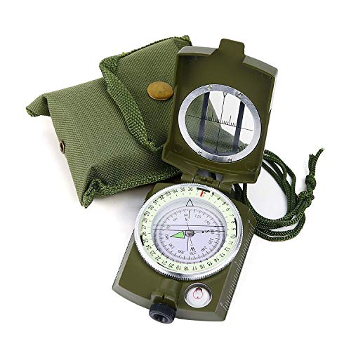 Sportneer Militär Marschkompass, Professioneller Taschenkompass Peilkompass Kompass Compass mit Tragschlaufe für Jagd Wandern und Aktivitäten Camping im Freien, Wasserfest und Stoßfest von Sportneer