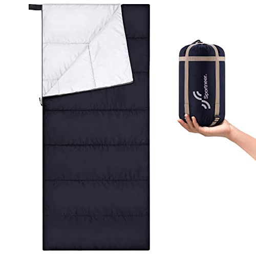 Schlafsack Sommer Schläfsack: Sportneer Warmes Sommer Schlafsacke Tragbar Leicht Wasserdicht Sleeping Bag mit Kompressionssack für Camping, Backpacking, Wandern, Reisen, Schwarz von Sportneer