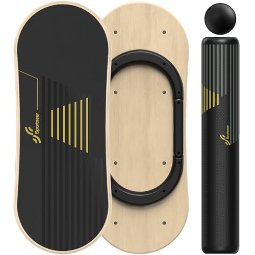 Sportneer Balance Board, 7 Modi Wackelbrett Indoorboard Skateboard Surf Balance Board mit verstellbaren Stoppern - Balance Board Holz – Roller und 7,1 cm Ball im Lieferumfang enthalten von Sportneer