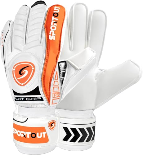 Sportout Torwarthandschuhe mit Fingersave, Fußballhandschuhe, Torwarthandschuhe Herren, 4mm Latex, für Kinder, Erwachsene und Jugendliche von Sportout