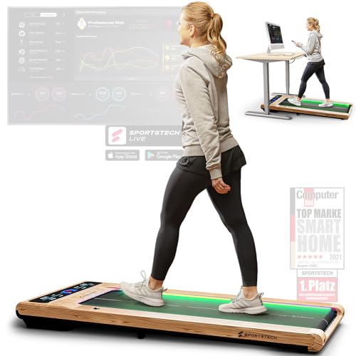 sWalk Walking Pad Laufband mit LED - 1-6 km/h Geschwindigkeit mit interaktivem LCD-Display & App Verbindung - Flexibles Under Desk Schreibtisch Treadmill für Zuhause & Büro… von Sportstech