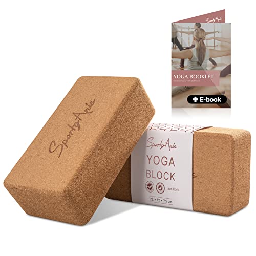 SportyAnis® Premium Yoga-Block [2er Set] inkl. E-Book aus Naturkork für Yoga und Pilates - Rutschfest, Nachhaltig & Stabil von SportyAnis