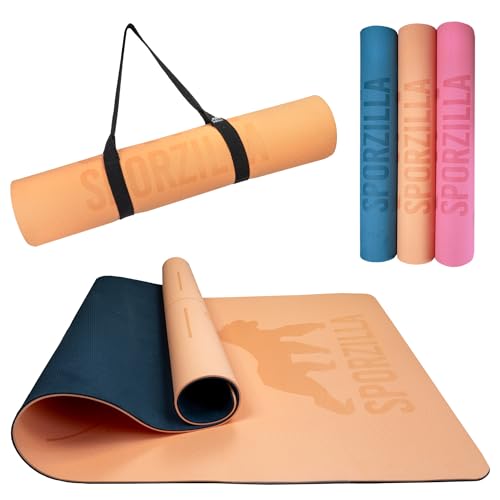 Sporzilla® Premium XL Fitness- und Yogamatte, extra breit 80 cm, 8 mm stark, rutschfest & schadstofffrei, mit Hilfslinien von Sporzilla