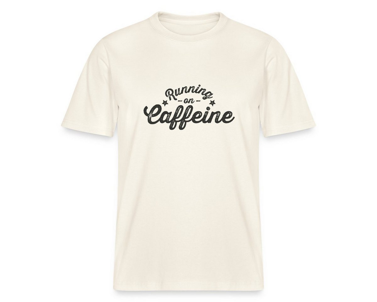 Spreadshirt T-Shirt Running On Caffeine Schriftzug Retro Style Stanley/Stella Unisex Bio T (1-tlg) von Spreadshirt