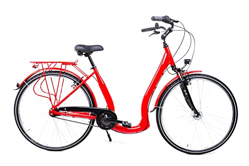28 Zoll Alu Fahrrad City Bike Shimano 7 Gang Nexus Nabe Tiefeinsteiger Rot von Sprick