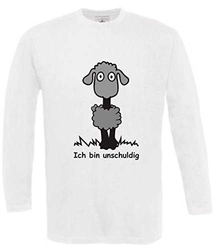 Spruchreif Langarm T-Shirt mit Druck ICH Bin UNSCHULDIG (Farbe Weiss) (Größe XXL) von Spruchreif