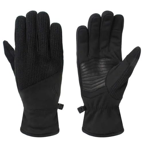Spyder Core Conduct Handschuhe, Schwarz, Größe L, Touchscreen-kompatibel, Leder-Handflächen-Patch, 360-Grad-Stretch, Sweater Knit Bonded von Spyder