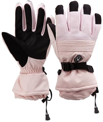 Spyder Damen Skihandschuhe - Ripstop Fingertip Mountain Glove mit gepolsterter Handfläche aus Wildlederimitat - Isolierte Handschuhe zum Skifahren (S-XL), Größe Small-Medium, Puderrosa von Spyder