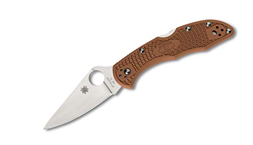 Spyderco C11FPBN Unisex – Erwachsene Taschenmesser Delica Flat Ground Braun, 17.5 von Spyderco