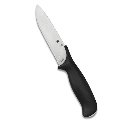 Spyderco Zoomer FB42GP Messer mit fester Klinge, 13,2 cm CPM 20CV Edelstahlklinge und hochwertiger handgefertigter Lederscheide – PlainEdge von Spyderco