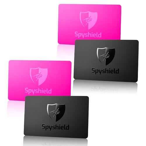 Spyshield RFID Blocker Karte NFC Schutzkarte mit Störsender, Pink | Bank-, EC-, Kreditkarte, Reisepass schützen | RFID-Schutz für Cliphalter, Geldbörse (2X Black u. Pink) von Spyshield