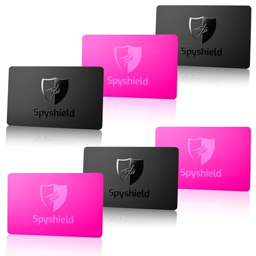 Spyshield RFID Blocker Karte NFC Schutzkarte mit Störsender, Pink | Bank-, EC-, Kreditkarte, Reisepass schützen | RFID-Schutz für Cliphalter, Geldbörse (3X Black u. Pink) von Spyshield