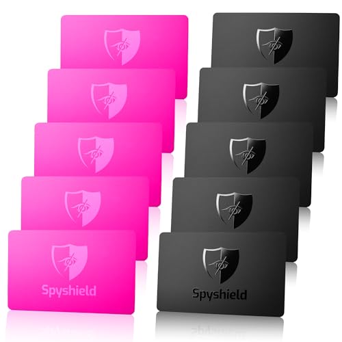 Spyshield RFID Blocker Karte NFC Schutzkarte mit Störsender, Pink | Bank-, EC-, Kreditkarte, Reisepass schützen | RFID-Schutz für Cliphalter, Geldbörse (5X Black u. Pink) von Spyshield
