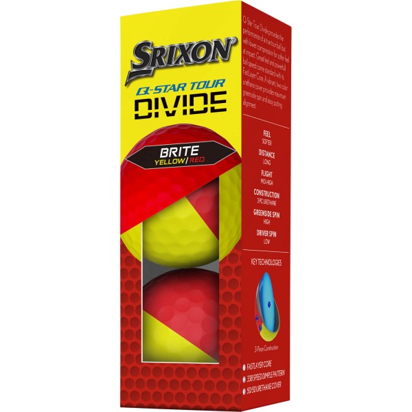 Srixon Q-Star Tour Divide 2 Golfbälle gelbrot von Srixon