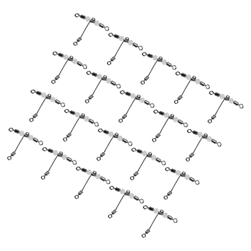 Srliya 20 Stück Leuchtende T-förmige 3-Wege-Angelwirbel mit Perlen, Kreuzlinien-Rollverbindungen Zum Angeln (6 * 7) von Srliya