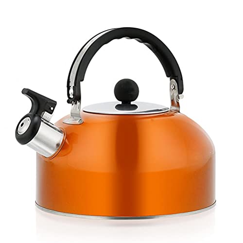 Srliya Wasserkocher Teepfeife 3L Langlebiger Edelstahl Pfeifen Camping Flasche Leichter Wasserkocher für Campingausflüge Wandern Kochen Grillen Festival (Orange) von Srliya