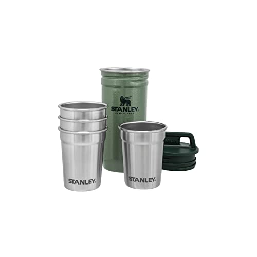 Stanley Adventure Nesting Schnapsgläser Set 59 ml - Shotgläser aus Edelstahl - BPA-Frei - Stapelbar und Platzsparend zu Verstauen - Spülmaschinenfest - Hammertone Green von STANLEY