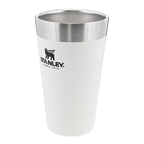 Stanley Adventure Stacking Bierkrug 473 ml - Edelstahl Thermobecher Hält 4 Stunden Kalt - BPA-Frei - Stapelbare Doppelwandiger, Vakuumisolierter Thermotasse - Spülmaschinenfest - Polar White von STANLEY