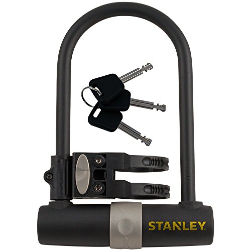 STANLEY Bügelschloss Fahrrad 14mm x 247 mm, 3 Schlüssel, S755-201, Fahrradschloss mit Halterung von Stanley
