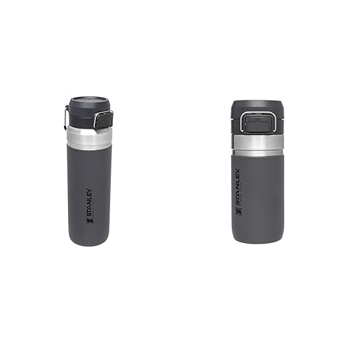 Stanley Quick Flip Trinkflasche (1.06L) & Stanley Quick Flip (0.47L) - Charcoal - Wasserflasche BPA-Frei - Spülmaschinenfest - Druckverschlussdeckel - Thermosflasche Auslaufsicher von STANLEY