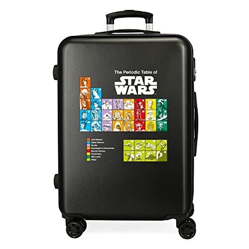 Star Wars Badges Koffer, mittelgroß, Schwarz, 48 x 68 x 26 cm, ABS, seitlicher Zahlenkombinationsverschluss 70 3 kg, 4 Doppelrollen von Star Wars