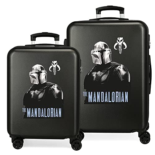 Star Wars The Mandalorian Koffer-Set, schwarz, 55/68 cm, starr, ABS, seitlicher Zahlenkombinationsverschluss, 104 l, 6 kg, 4 Doppelrollen, Handgepäck. von Star Wars