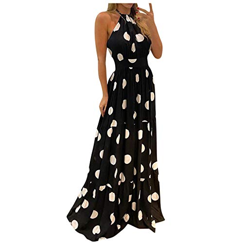 StarneA Damen Sommerkleid Lang Boho Ärmellose Drucken Abendkleider Mode Elegant Maxikleider Lose Kleid Strandkleid von StarneA