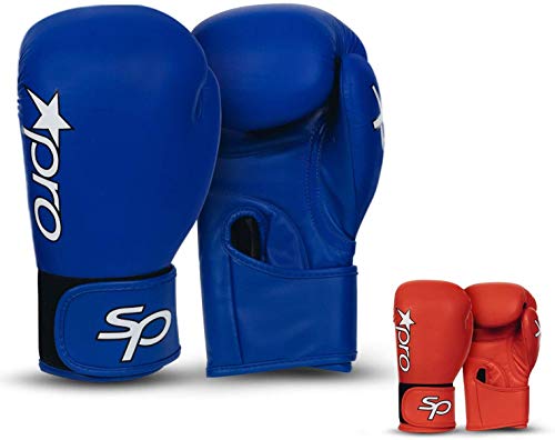 Starpro Boxhandschuhe Muay Thai Training - 10oz 12oz | Rindsleder Pro Sparring Boxsack Kickboxen Sandsack Punchinghandschuhe Mitts Boxing Gloves | Blau Rot für Männer und Frauen von Starpro