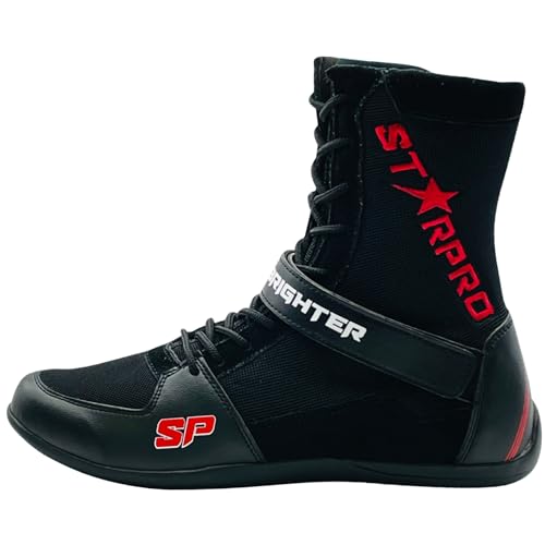 Starpro Superior Boxschuhe Wrestling Schuhe - MMA Muay Thai Kickboxen Sparring Boxers Trainers Kampfsport Schuhe Bodybuilding Boxen Stiefel Sport | Athletik Gummisohle Kletterschuhe Schwarz und Weiß von Starpro