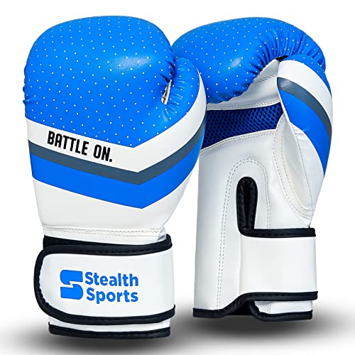 Stealth Sports 6oz Kinder-Boxhandschuhe für Jungen und Mädchen – weich gepolsterte Junior-Trainingshandschuhe – Boxsack, MMA, Kickboxen, Muay Thai, Sparring, Boxhandschuhe für Kinde (Blau) von Stealth Sports