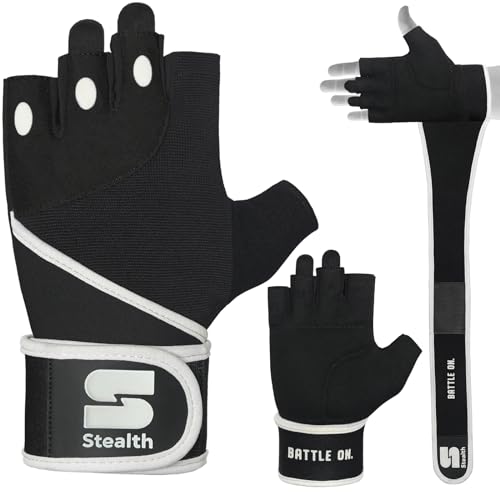 Stealth Sports Trainingshandschuhe mit Handgelenkstütze – gepolsterte Trainingshandschuhe – Fitness-Handschuhe Herren & Damen – Gewichtheber-Handschuhe Training Fitness Bodybuilding,E9(Schwarz,S) von Stealth Sports