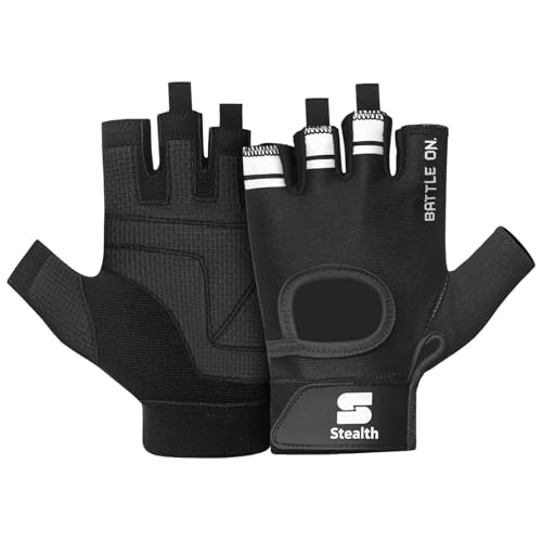 Stealth Sports Fingerlose Trainingshandschuhe – Gepolsterte, rutschfeste Gewichtheberhandschuhe für Männer und Frauen – Atmungsaktive Gymnastikhandschuhe für Radfahren, Fitness, Training - X1 (S) von Stealth Sports