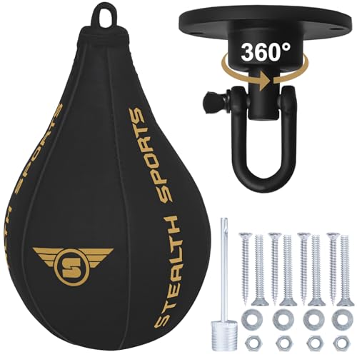 Stealth Sports Speed Ball Boxen - MMA Speed Bag & Hanging Swivel Kit für Boxtraining - Boxsack für Muay Thai, Kickboxen, Kampfsport, Reflex- und Geschwindigkeitstraining Schlagsack von Stealth Sports