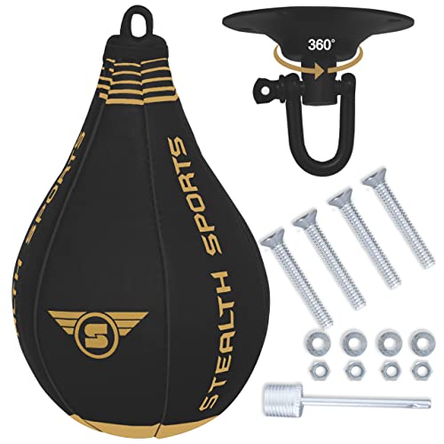 Stealth Sports Speed Ball Boxen - MMA Speed Bag & Hanging Swivel Kit für Boxtraining - Boxsack für Muay Thai, Kickboxen, Kampfsport, Reflex- und Geschwindigkeitstraining Schlagsack von Stealth Sports