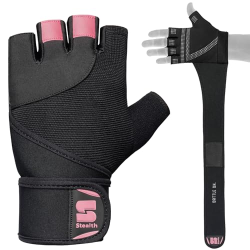 Stealth Sports Trainingshandschuhe mit Handgelenkstütze – gepolsterte Trainingshandschuhe – Fitness-Handschuhe Herren & Damen – Gewichtheber-Handschuhe Training Fitness Bodybuilding, E9(Rosa, S) von Stealth Sports