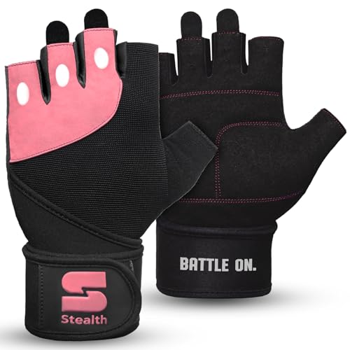 Stealth Sports Trainingshandschuhe mit Handgelenkstütze – gepolsterte Trainingshandschuhe – Fitness-Handschuhe Herren & Damen – Gewichtheber-Handschuhe Training Fitness Bodybuilding,E9(Rosa,XS) von Stealth Sports