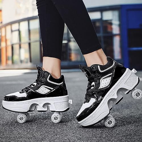 Roller Skates Deformation Skates, Vier Räder Roller Schuhe Dual Use Mit Rädern Sneaker Mode Atmungsaktives rutschfestes Laufen,35 von StejaR