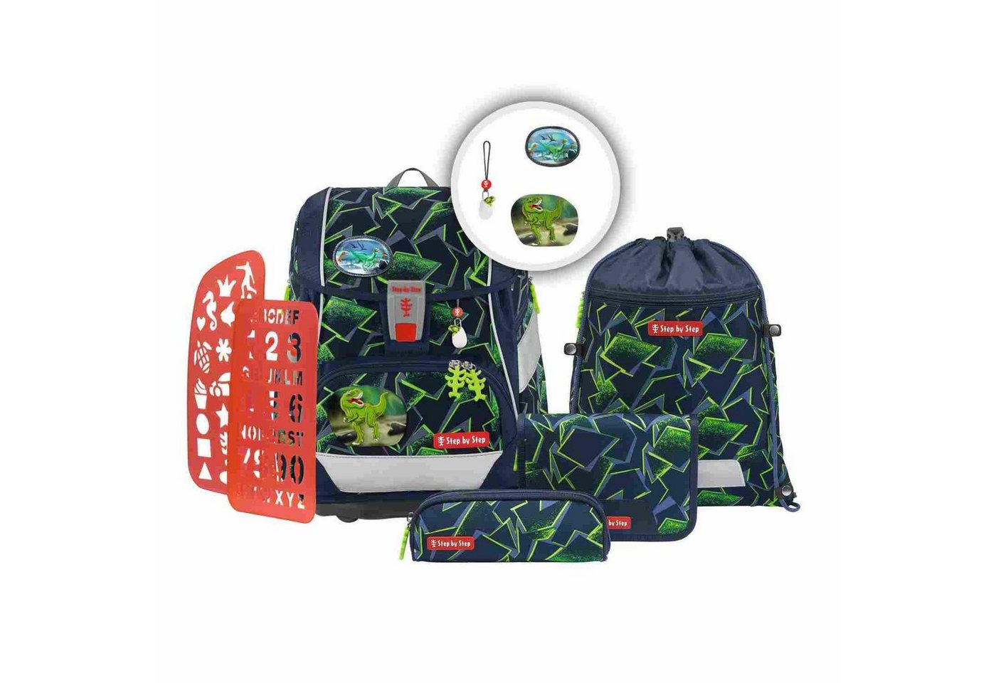Step by Step Schulrucksack Step by Step 2IN1 PLUS Schulranzen-Set "Wild T-Rex Taro", 6-teilig von Step by Step