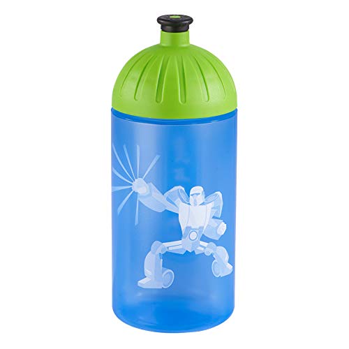 Step by Step Trinkflasche „Power Robot“, blau-grün, auslaufsicher, spülmaschinenfest, BPA-frei, für Schule, Kindergarten, heiße und kohlensäurehaltigen Getränke, für Jungen, 0,5 Liter von Step by Step