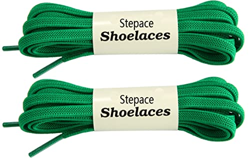 Stepace 2 Paar Elastische Schnürsenkel 6 mm Breite Premium Ersatz Flache Schuhbänder für Turnschuhe, Sport, Freizeitschuhe Green 80 von Stepace