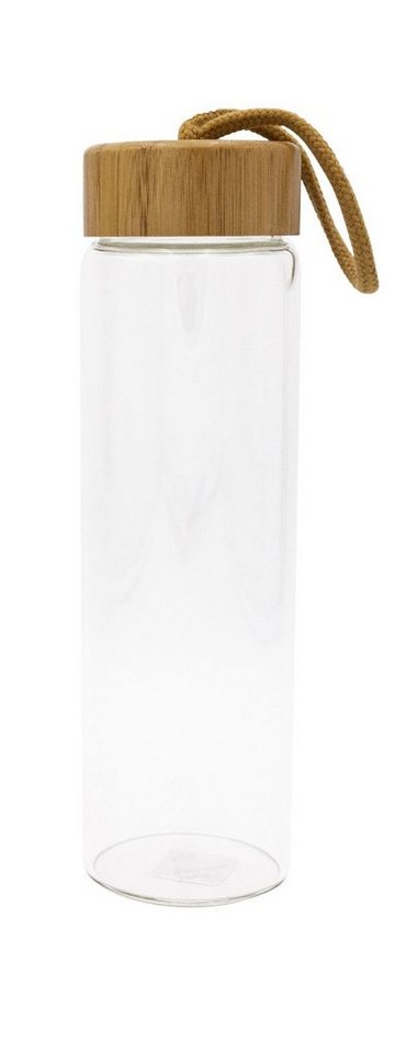 Steuber Trinkflasche, Glas Trinkflasche, doppelwandige Glasflasche mit Bambusdeckel, 630 ml von Steuber