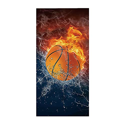 Großes Strandtuch Badetuch Schnelltrocknend Saugfähige Mikrofaser XL XXL Sporttuch Dünne Decke 3D Flamme Fußball Basketball Thema Handtuch Kinder Junge Männer Frauen (Farbe 2,150x180 cm) von Sticker Superb.