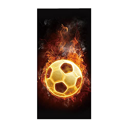 Großes Strandtuch Badetuch Schnelltrocknend Saugfähige Mikrofaser XL XXL Sporttuch Dünne Decke 3D Flamme Fußball Basketball Thema Handtuch Kinder Junge Männer Frauen (Farbe 6,100x180cm) von Sticker Superb.