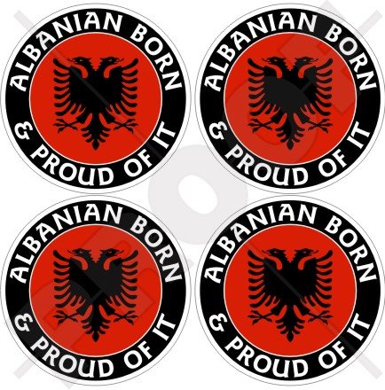 Albanien Albanische Born & Proud 50 mm (5,1 cm) Vinyl bumper-helmet Sticker, Aufkleber X4 von StickersWorld